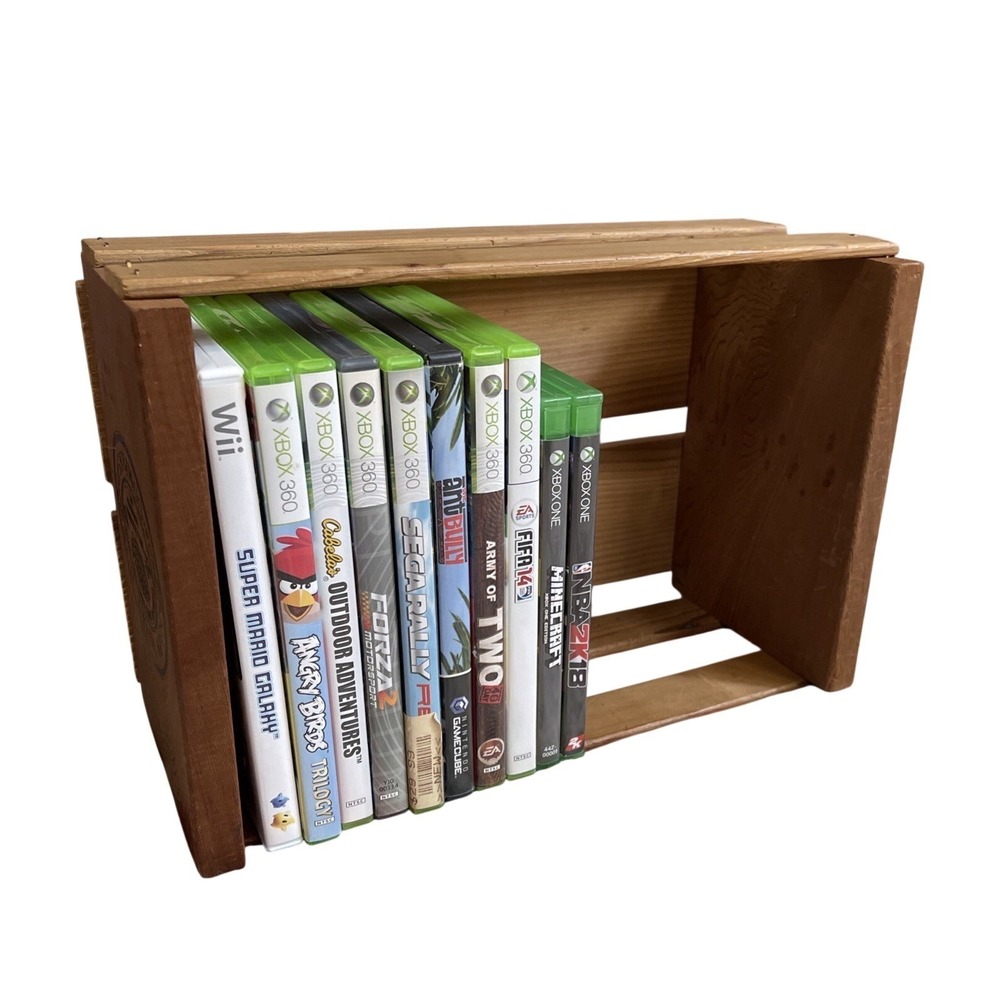 VTG Napa‎ Valley Box Company 20 CD DVD Game Storage Wood Crate Rack Media Holder
